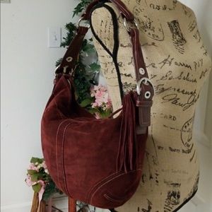 Coach suede burgundy bag